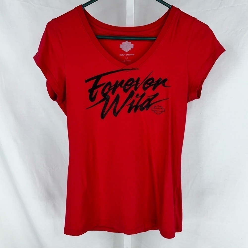 Harley Davidson Women’s Forever Wild Red T Shirt Size S